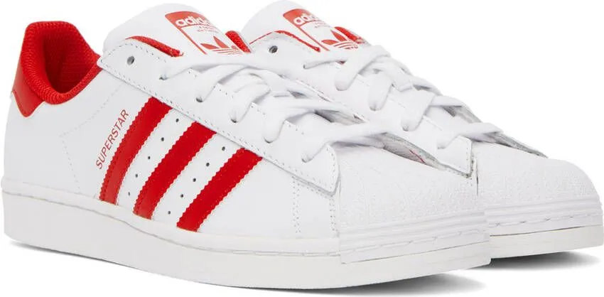 Adidas Originals White & Red Superstar Sneakers