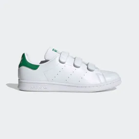 adidas Originals White and Green Velcro Stan Smith Sneakers