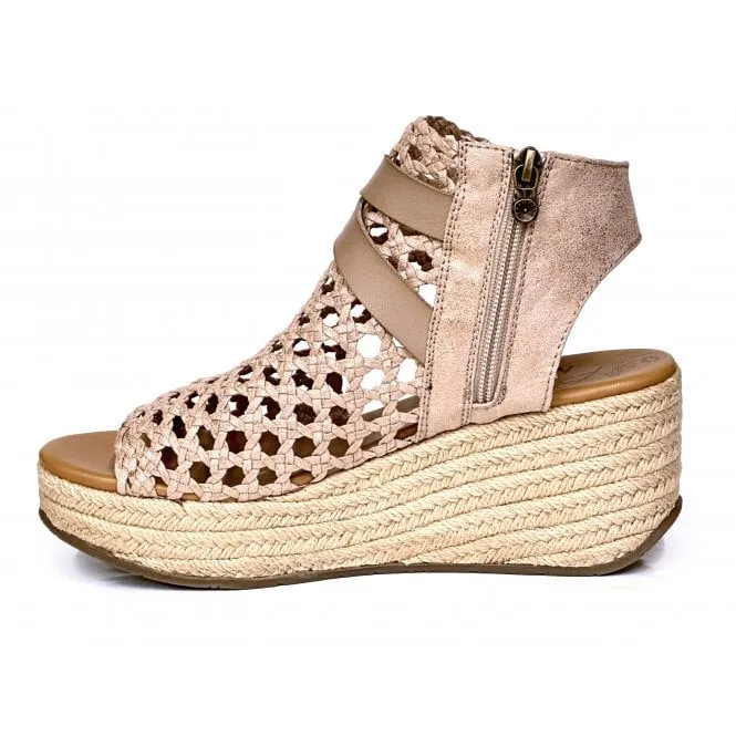 Blowfish Malibu  Womens Lorrah Gold Woven Microfiber Wedge Heeled Sandals