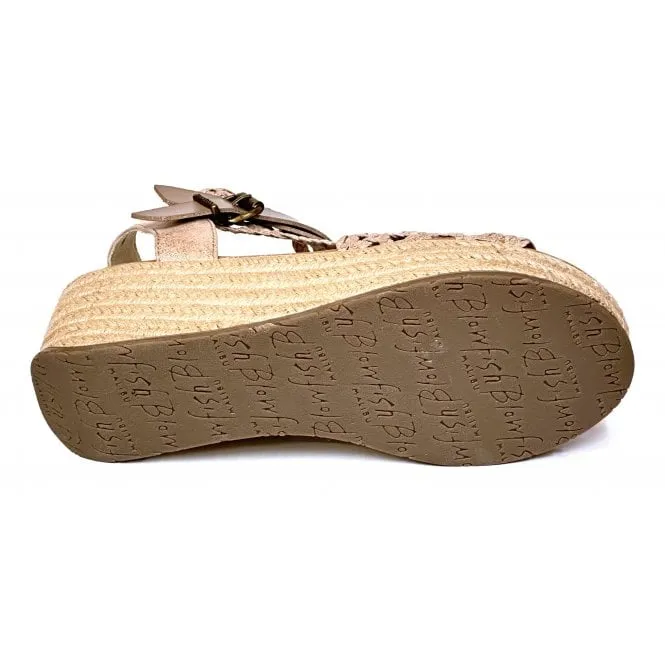 Blowfish Malibu  Womens Lorrah Gold Woven Microfiber Wedge Heeled Sandals