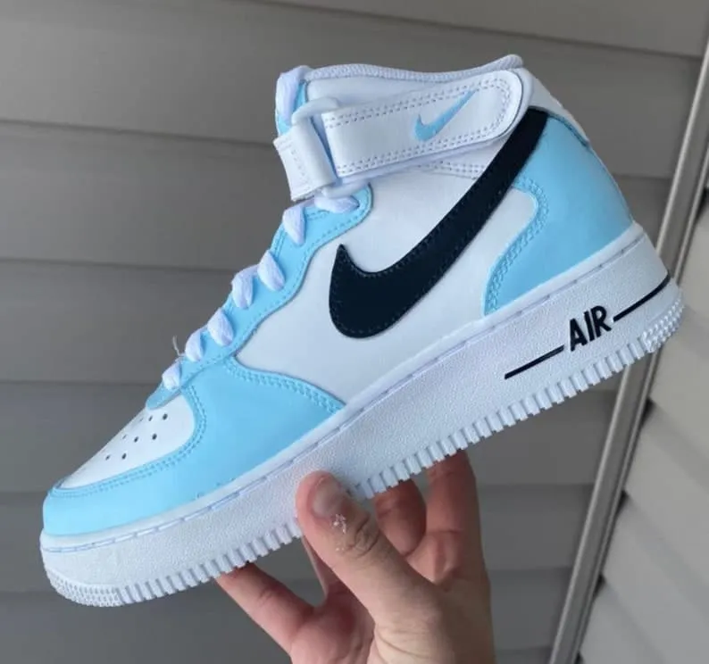 Blue and Black Custom Nike Air Force 1 Mids