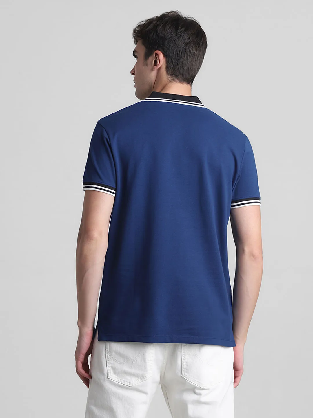 Blue Contrast Tipping Polo T-shirt