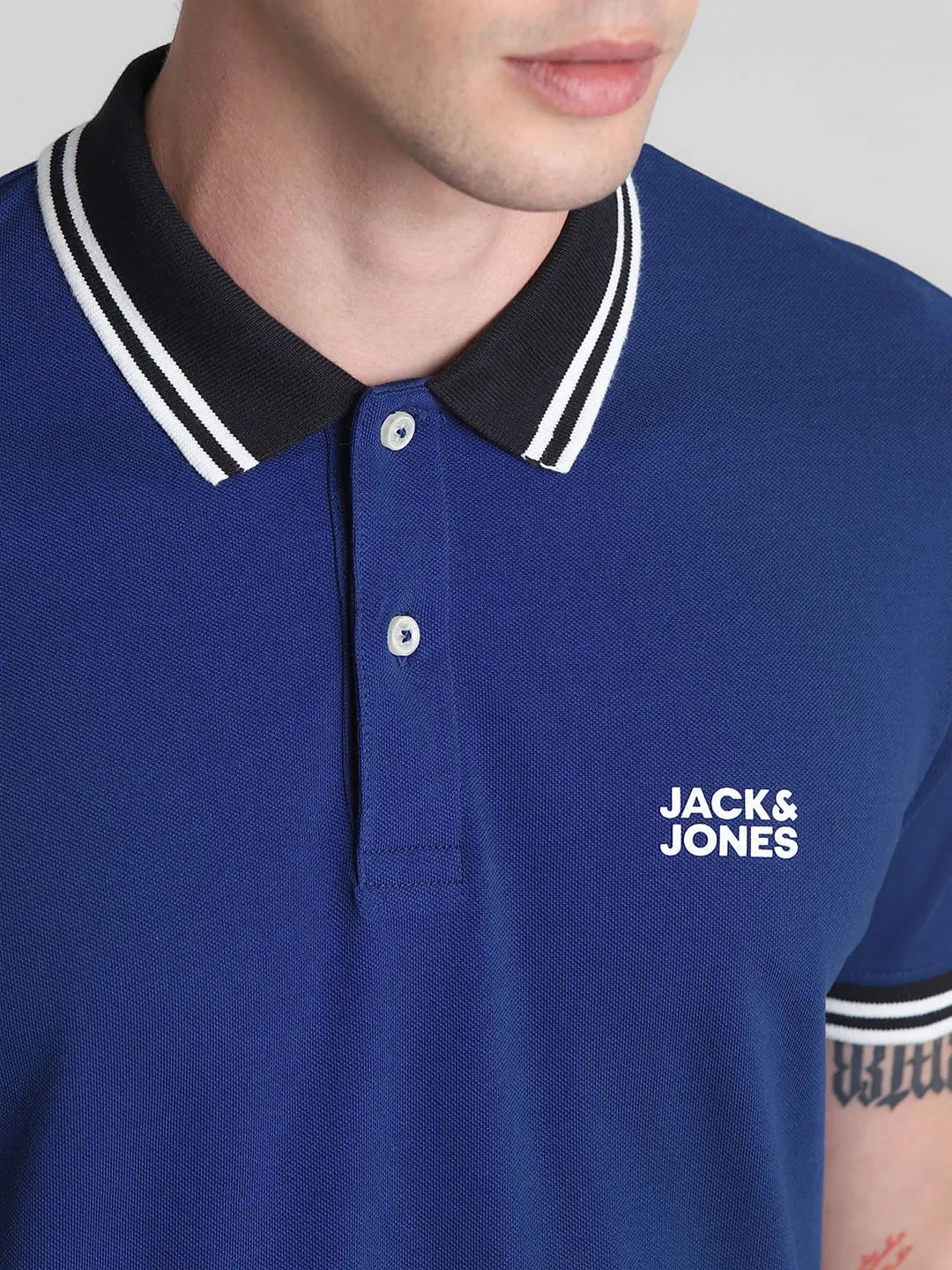 Blue Contrast Tipping Polo T-shirt