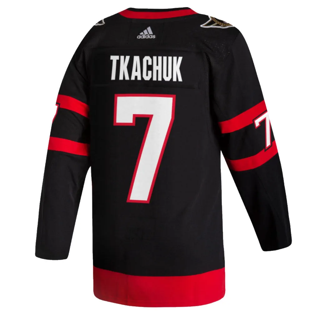 BRADY TKACHUK OTTAWA SENATORS ADIDAS ADIZERO PRIMEGREEN AUTHENTIC BLACK HOME JERSEY