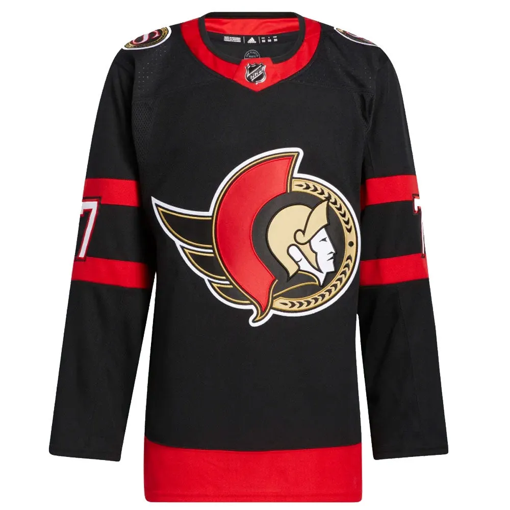 BRADY TKACHUK OTTAWA SENATORS ADIDAS ADIZERO PRIMEGREEN AUTHENTIC BLACK HOME JERSEY