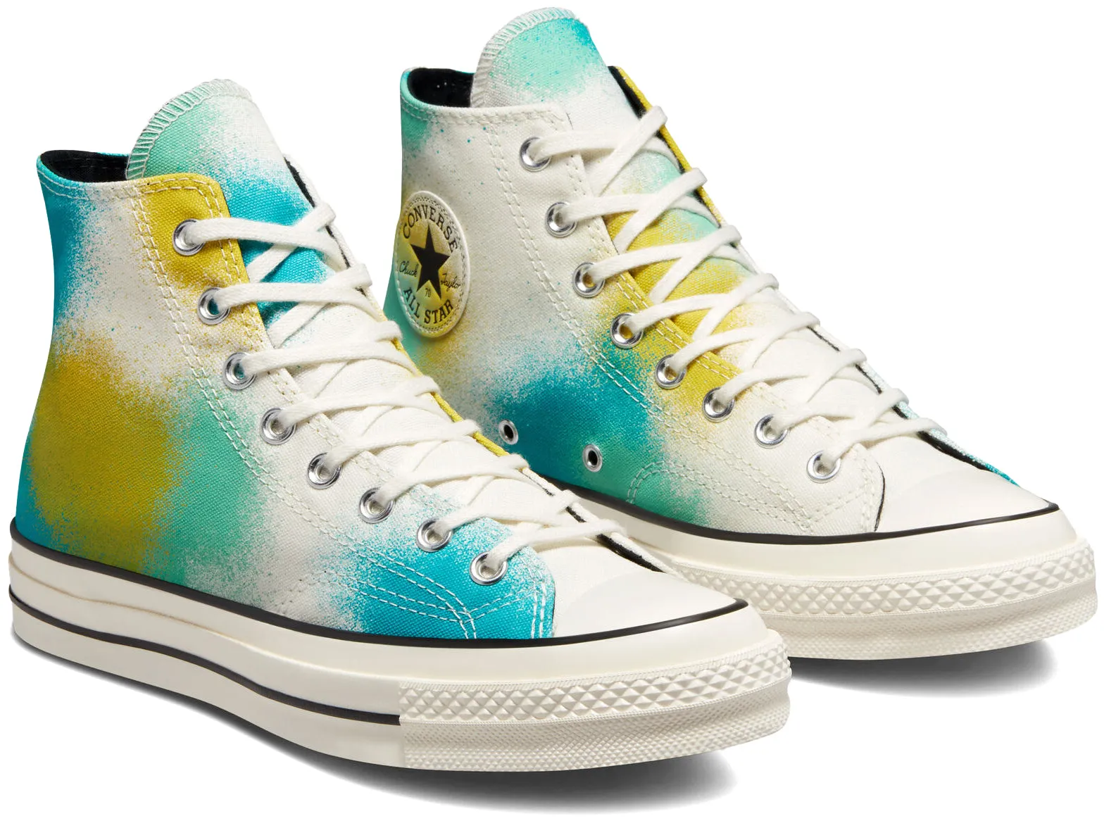 Converse Chuck Taylor All Star 1970s Hi Top Spray Paint Egret/Cyber Teal/Bright Bud