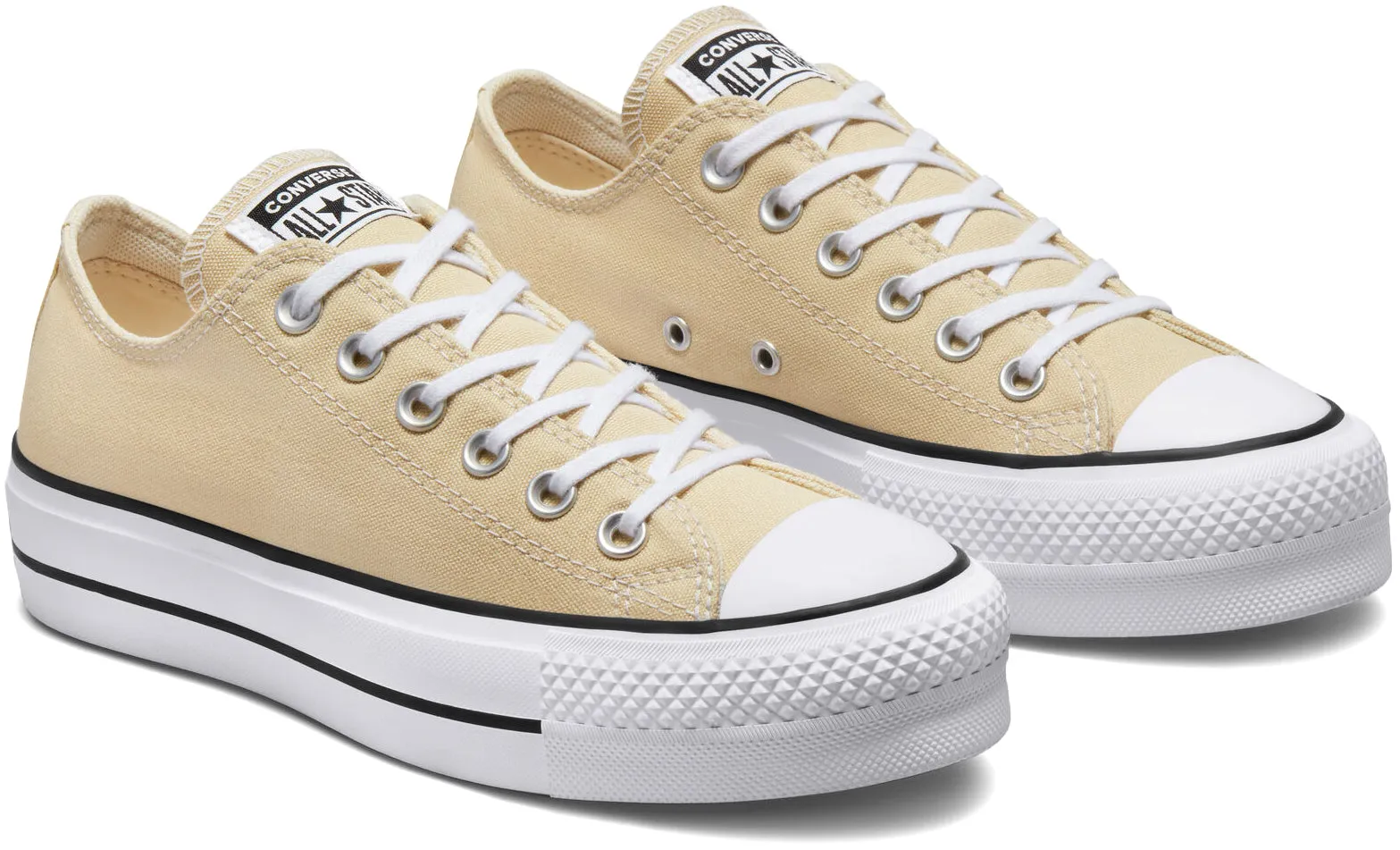 Converse Womens Chuck Taylor All Star Lift Platform Low Top Oat Milk/White/Black