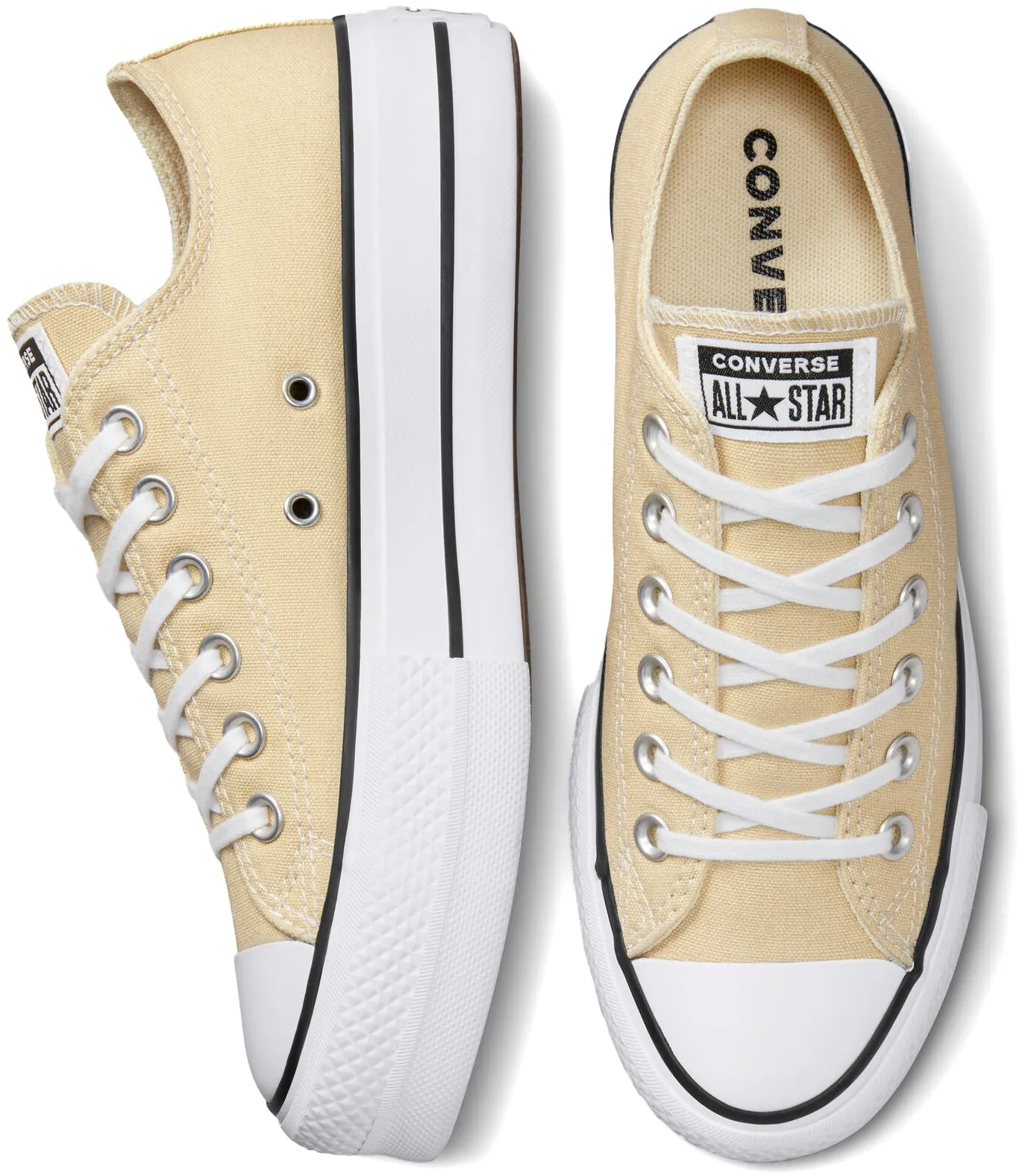 Converse Womens Chuck Taylor All Star Lift Platform Low Top Oat Milk/White/Black