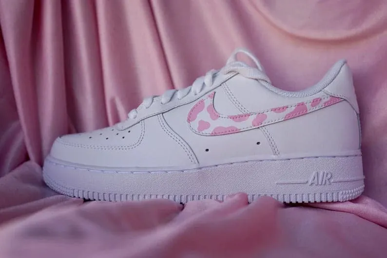 Custom Nike Air Force 1 Cow Print Pink