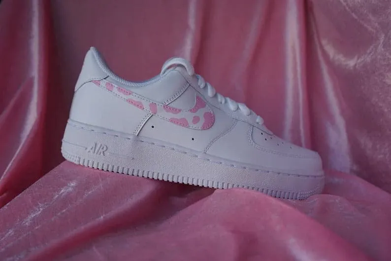 Custom Nike Air Force 1 Cow Print Pink