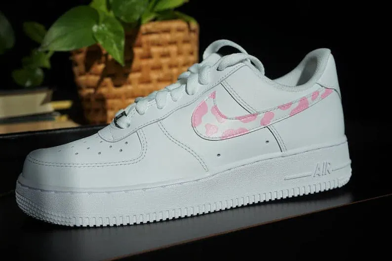 Custom Nike Air Force 1 Cow Print Pink