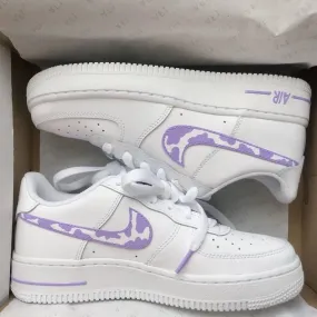 Custom Nike Air Force 1 Purple Cow Print