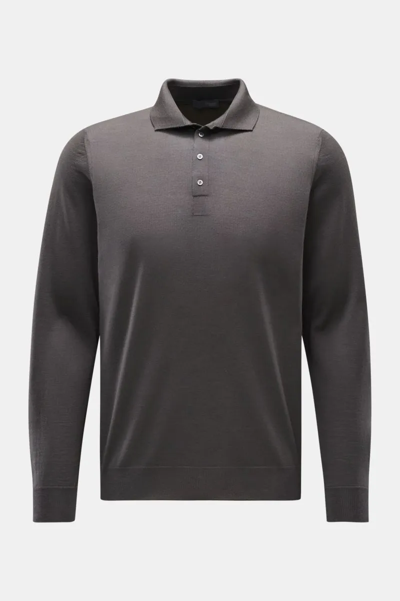 DRUMOHR Merino knit polo dark grey