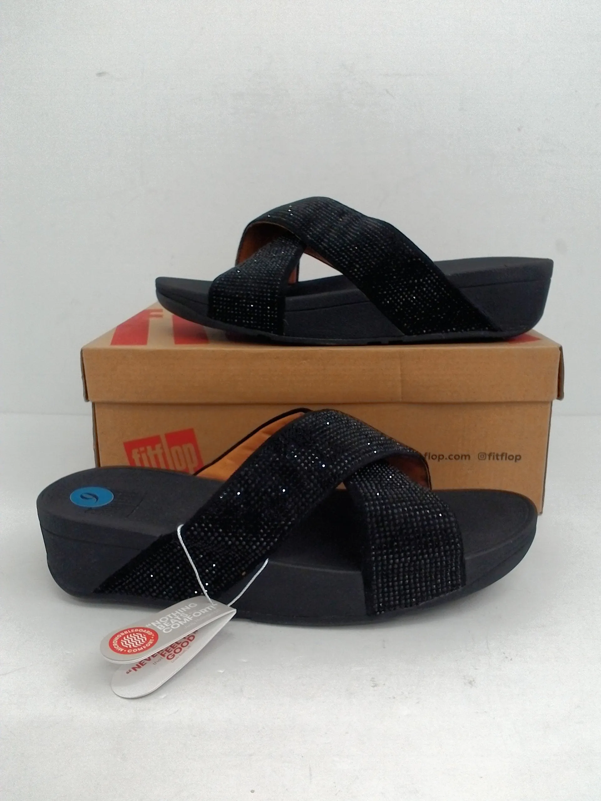 Fitflop Women's Ritzy Slide Sandals Black Microfibre Slide Size 9