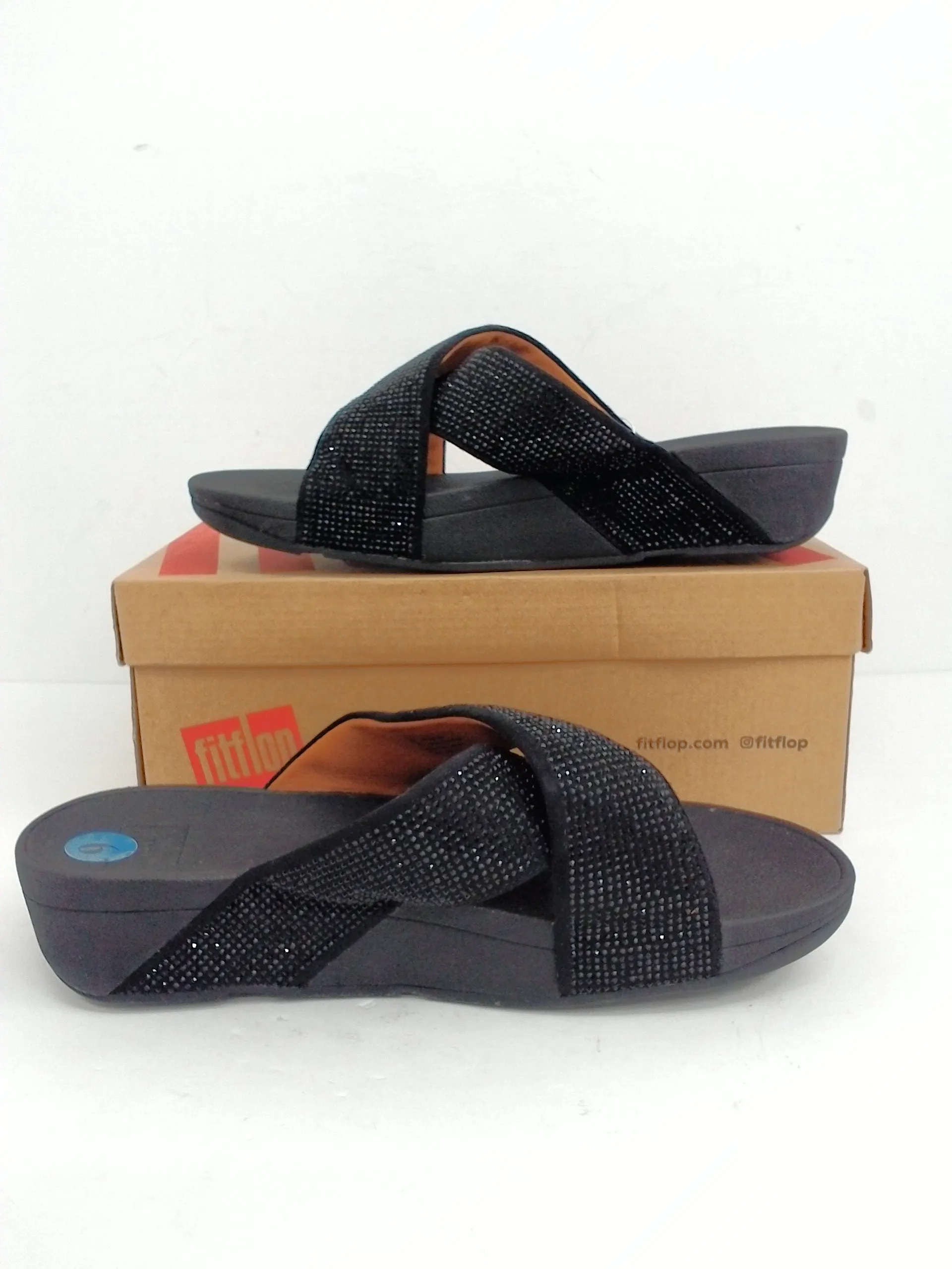 Fitflop Women's Ritzy Slide Sandals Black Microfibre Slide Size 9