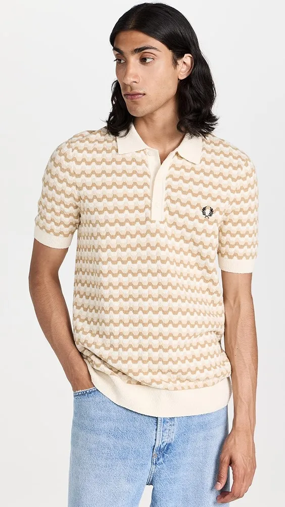 Fred Perry   Boucle Jacquard Knitted Polo 