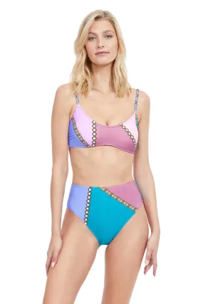 GOTTEX MODERN SHADES BRALETTE BIKINI AND HIGH RISE BIKINI BOTTOM SET