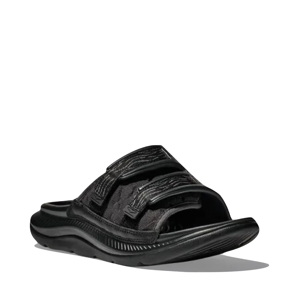 Hoka Ora Luxe Recovery Slide Sandal in Black/Black