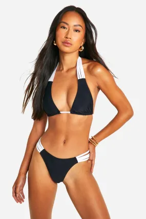 Multi Strap Colour Block Bikini Set