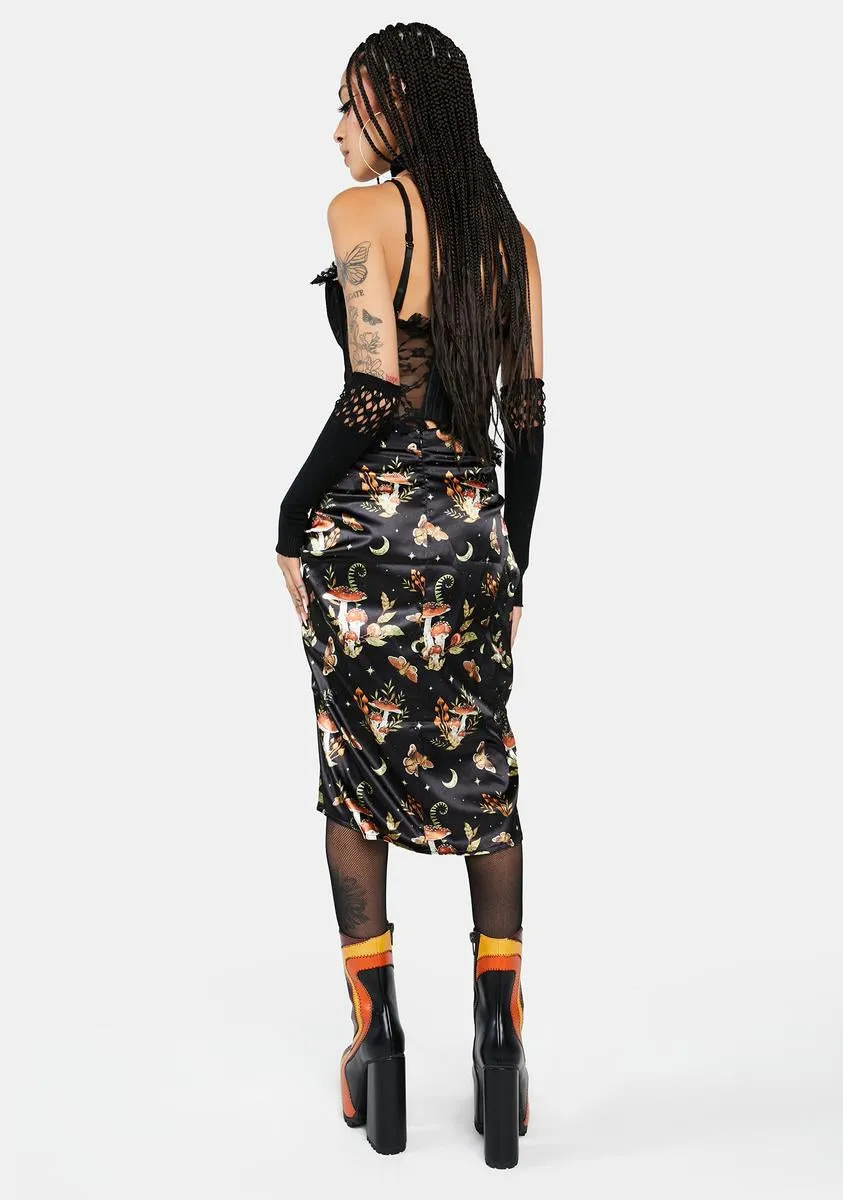 Mystical Mushroom Midi Skirt-