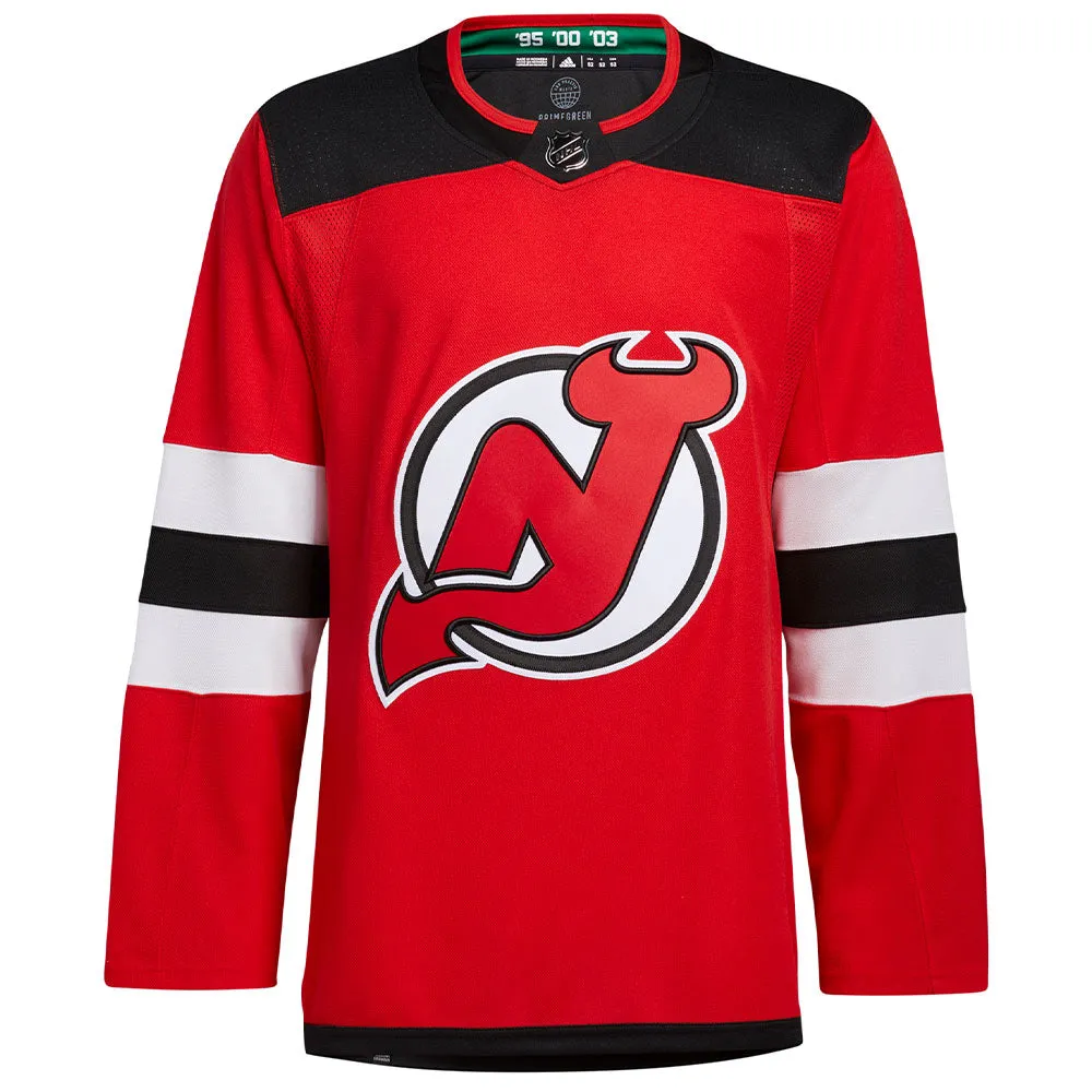 NEW JERSEY DEVILS ADIDAS ADIZERO PRIMEGREEN AUTHENTIC RED HOME JERSEY