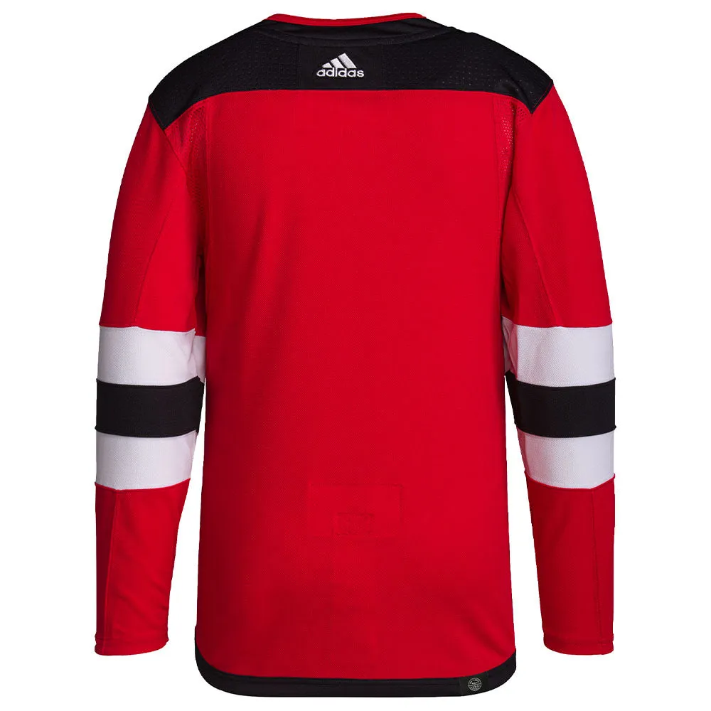 NEW JERSEY DEVILS ADIDAS ADIZERO PRIMEGREEN AUTHENTIC RED HOME JERSEY