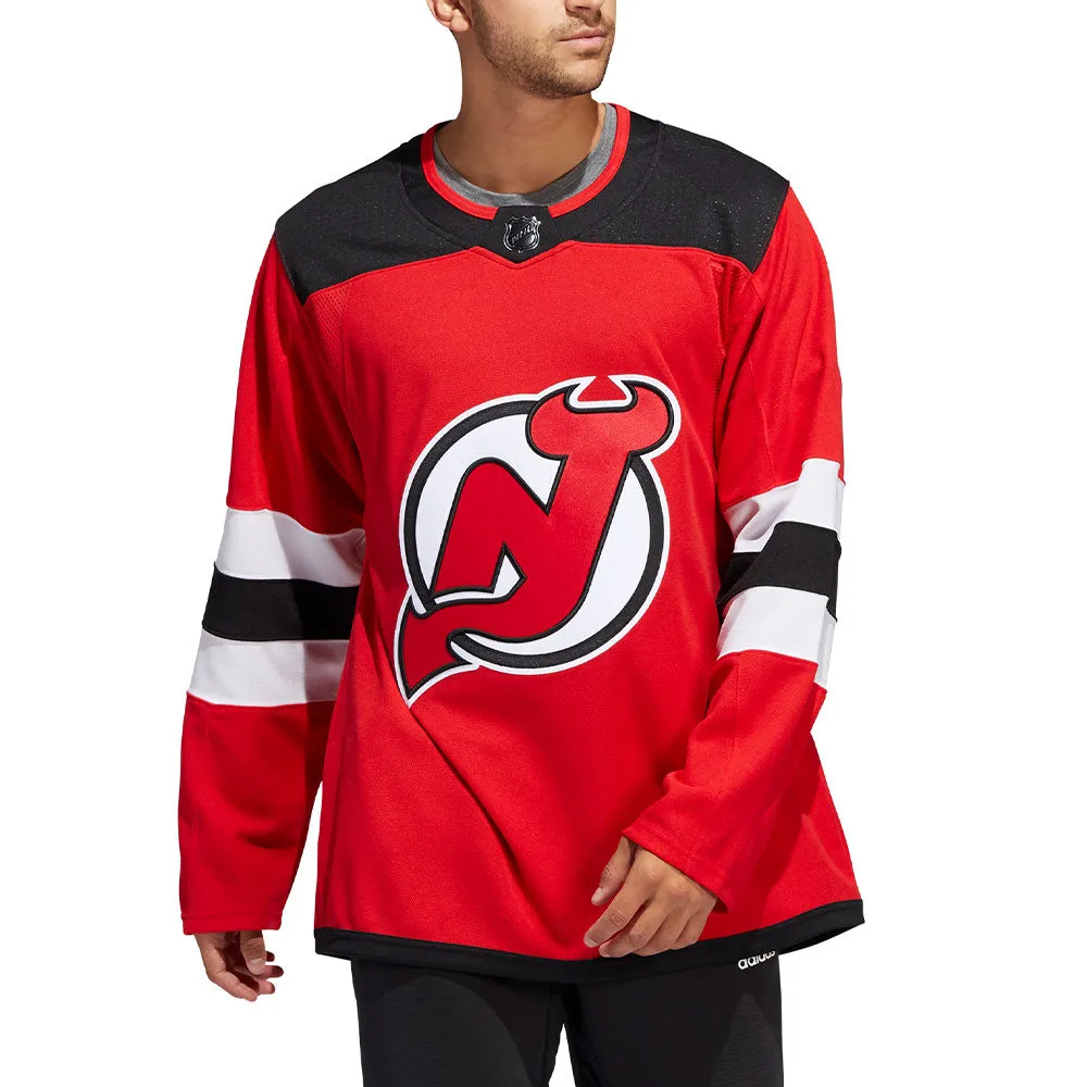 NEW JERSEY DEVILS ADIDAS ADIZERO PRIMEGREEN AUTHENTIC RED HOME JERSEY