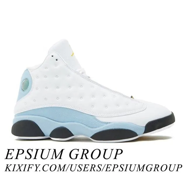 Nike air jordan 13 retro (blue grey/ white/ yellow ochre/ blue grey/ black) men us 8-13 414571-170