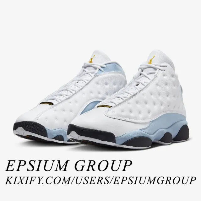 Nike air jordan 13 retro (blue grey/ white/ yellow ochre/ blue grey/ black) men us 8-13 414571-170