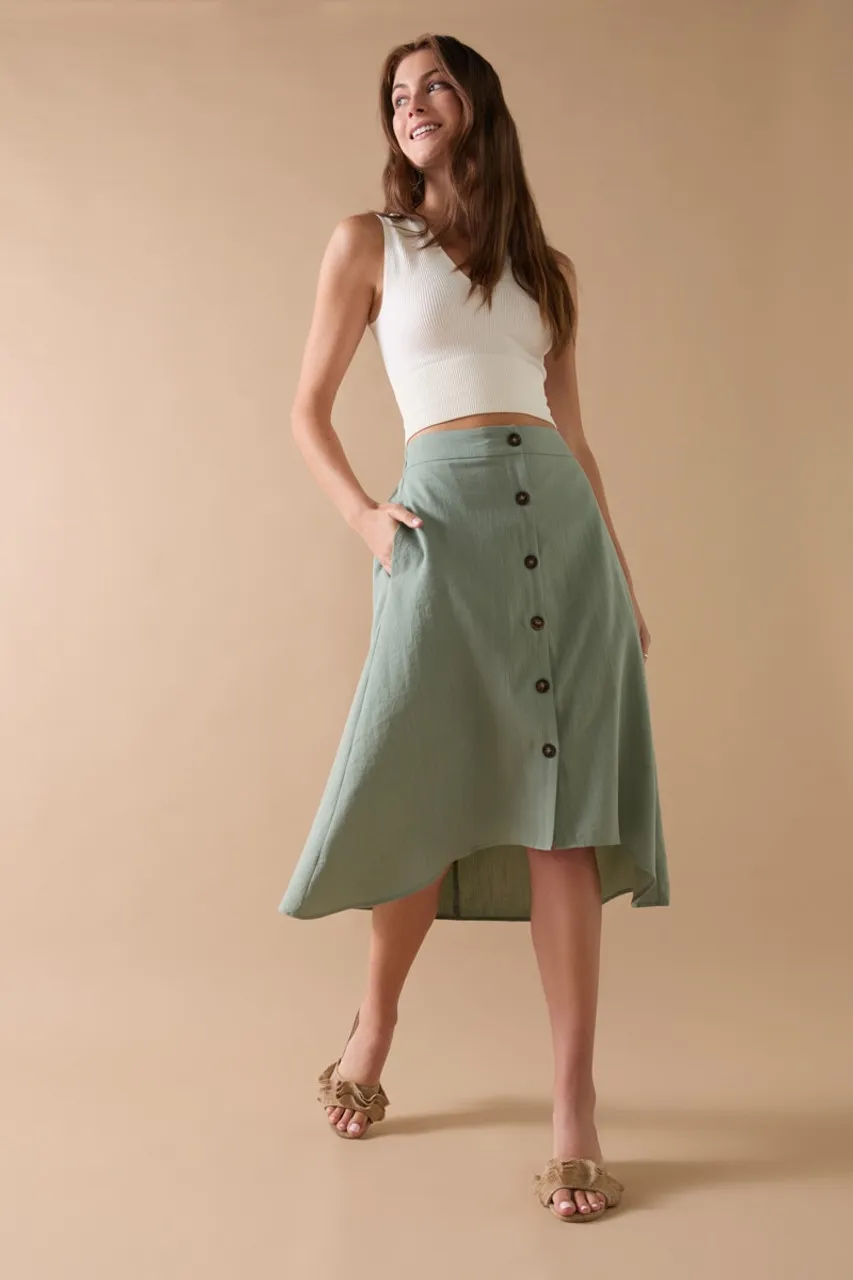 Normina Buttons Midi Skirt