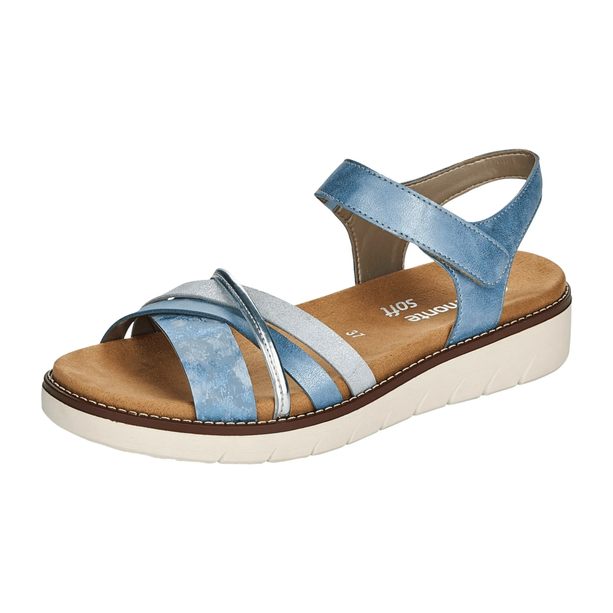 Remonte Women's Blue Sandals with Comfort Straps and Lightweight Sole