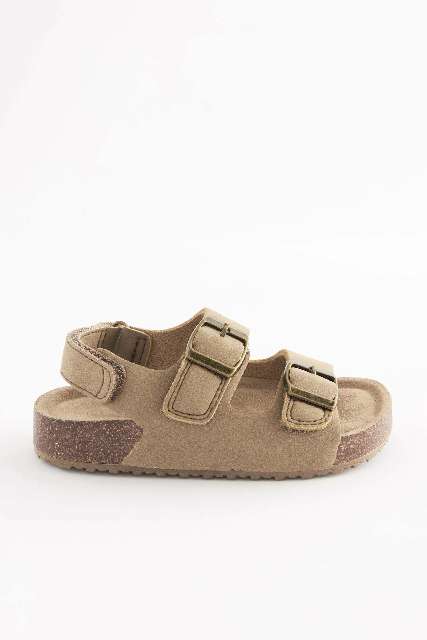 Stone Cream Standard Fit (F) Double Buckle Cushioned Footbed Sandals