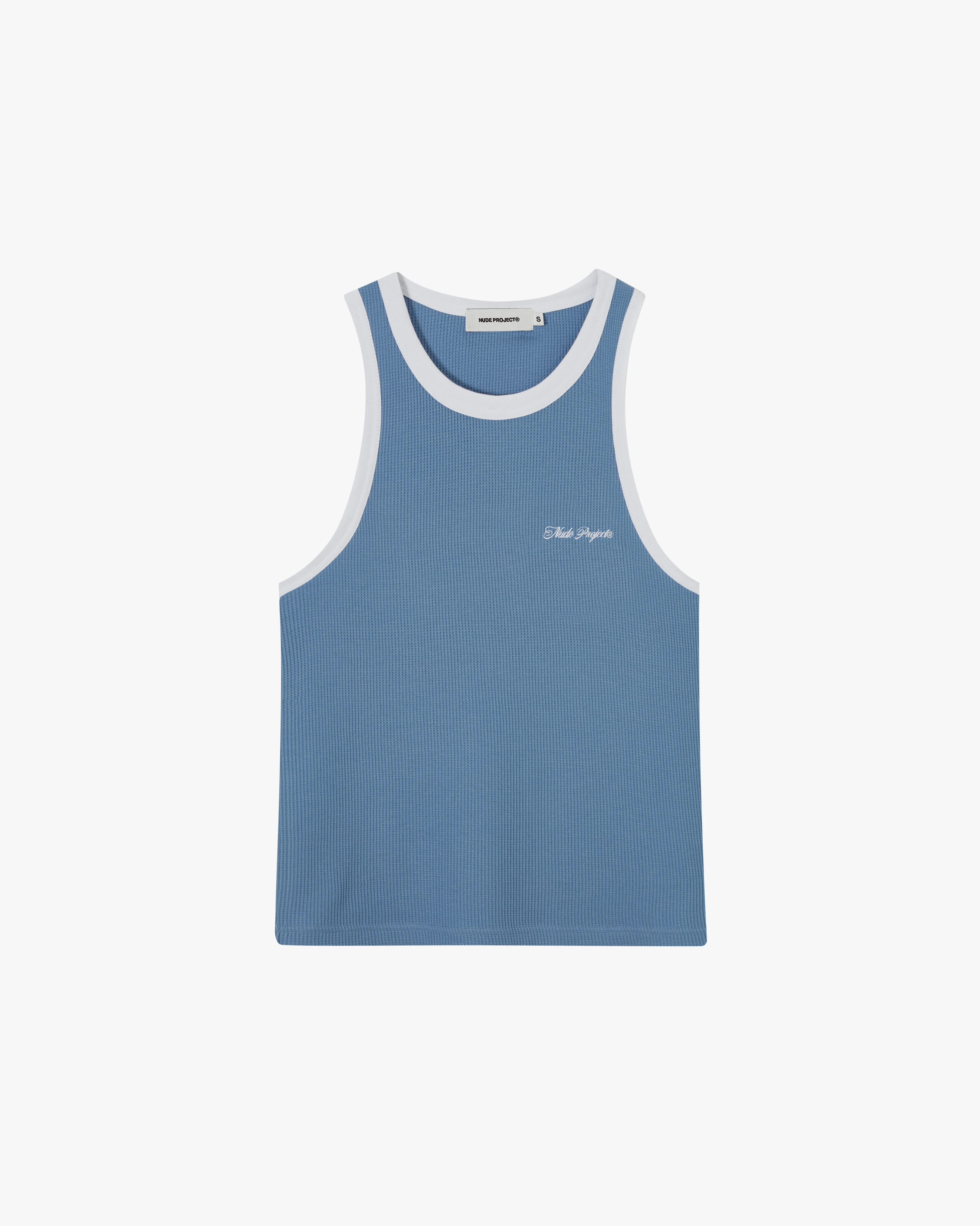 WAFFLE TANK TOP BLUE