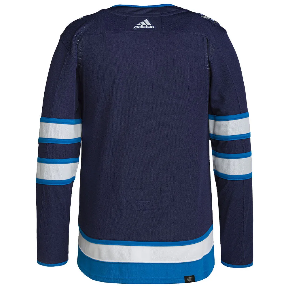 WINNIPEG JETS ADIDAS ADIZERO PRIMEGREEN AUTHENTIC NAVY HOME JERSEY